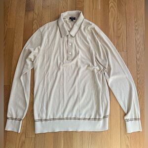 Todd Snyder Cream Long Sleeve Polo Shirt